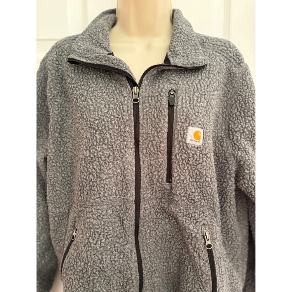 Carhartt Sherpa Fleece Jacket Womens XL Gray Full Zip OJ3913-W‎ Workwear Coat